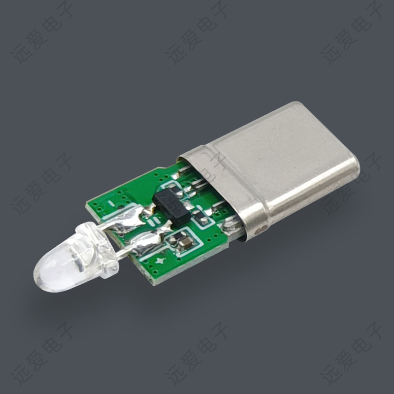 12PIN雙電阻帶子彈頭七彩燈USB-C公頭
