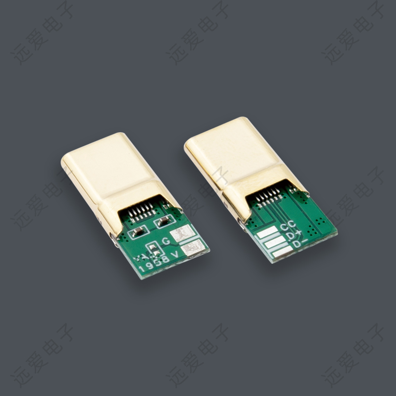 TYPE-C16PIN五芯PD60W双向充电公头(90度焊盘)