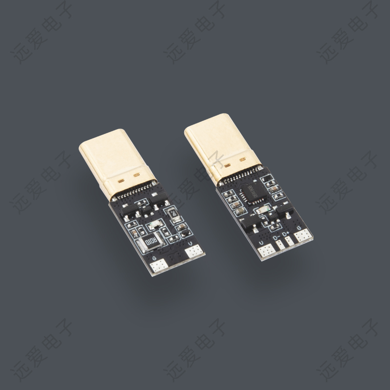 TYPE-C双面带灯带智能保护四芯公头